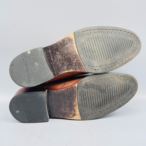 Cole Haan Shoes Men 9.5 Brown Leather Brogue Wingtip Dress Derby Slip On Lace Up - Picture 10 of 13